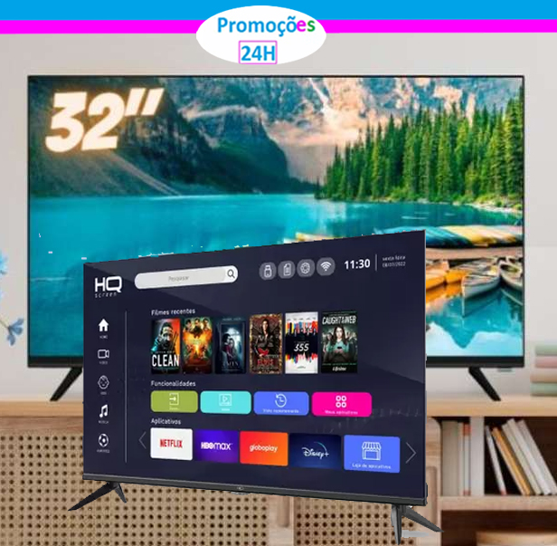 Smart Tv Led 32 Hq Hd Com Conversor Digital Externo 3 Hdmi 2 Usb Wi Fi Android 11 Design Slim 8972