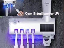 Aplicador Pasta de Dente Dispenser Porta Escovas Com Esterilizador UV Automático