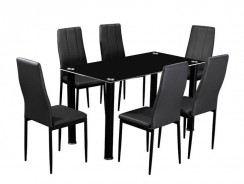 Conjunto de Mesa Bellatriz com 6 Cadeiras Preto