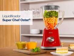 Liquidificador Oster Superchef 1,2L 8 Velocidades com Jarra de Vidro Vermelho – 750W