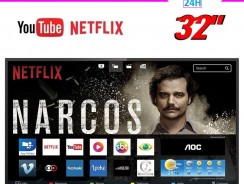 Smart TV LED 32″ HD AOC LE32S5970 com Wi-Fi, Botão Netflix, App Gallery, Conversor Digital Integrado, Entradas HDMI e USB