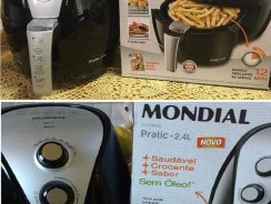 Fritadeira Elétrica Sem Óleo/Air Fryer Mondial – Pratic AF-20 Preta e Prata 2,4L com Timer