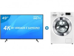 Smart TV 4K LED 49” Samsung NU7100 Wi-Fi HDR – Conversor Digital + Lava e Seca 11kg Branca