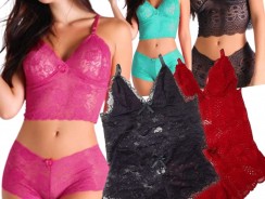 Kit 2 Conjuntos de Lingerie Caleçon Calcinha e Sutiã 087