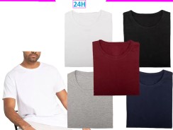 Kit 5 Camisetas Masculinas Basica Gola Redonda 100% Algodão – Luau Brasil