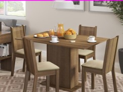 Conjunto Sala de Jantar Lexy Madesa – Mesa Tampo de Madeira com 4 Cadeiras