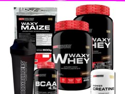 KIT Whey – Protein Waxy Whey 900g + Bcaa + Creatina + Waxy Maize + Coqueteleira Bodybuilders