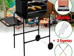 Churrasqueira Portátil Móvel Pro Tork Grill Machine Com Grelha + Espetos – Com Rodinhas