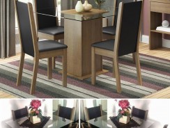 Conjunto de Mesa com 4 Cadeiras Estofadas – Madesa Aline