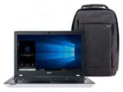 Kit Notebook Aspire E + Mochila Gray Dual Tone, Aspire E5-553G-T4TJ, AMD A10 Quad Core 9600P, 4GB RAM, HD 1TB, AMD Radeon R7 M440 com 2 GB GDDR3, tela 15.6″, Windows 10