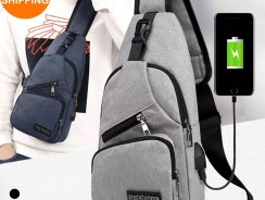 Bolsa de ombro masculina anti-roubo de ombro com entrada para carregador usb