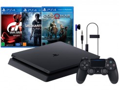 Playstation 4 Slim 1TB Sony 1 Controle – com 3 Jogos PS Plus 3 Meses Headset