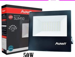 Refletor Holofote Slim LED, 50W, Preto, Luz branca 6500K, IP65, Prova d’água — Bivolt, Avant