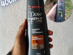 Dove Shampoo 2 Em 1 Cafeína Fortificante Mais Cálcio Men+Care Força Resistente Frasco 400Ml