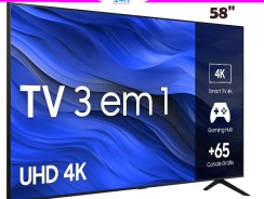 –Smart TV Samsung 58″ UHD 4K 58CU7700, Processador Crystal 4K, Gaming Hub Tela sem Limites