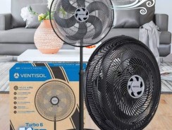 Ventilador De Coluna Preto 30cm Turbo 6 Pás Oscilante Ventisol