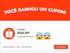 Ganhe um Cupom R$ 20 off na Shopee