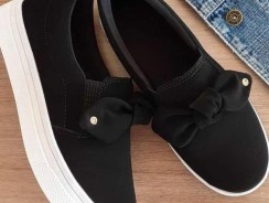 Tênis Slip On Feminino De Laço Casual Confortável Macio Sapatilha Calce Fácil – Mafagafos