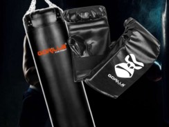 Kit Saco De Pancada Profissional Reforçado 120 cm + Luva Bate Saco Gorilla Boxe Muay Thai Treino