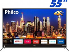 Smart TV LED 55″ Philco PTV55G50SN Ultra HD 4k com Conversor Digital 3 HDMI 2 USB Wi-Fi Soundbar Embutido 60Hz Preta