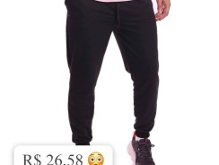 Calça Moletom Life Masculina Básica Casual Moletinho Preta