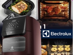 Fritadeira Elétrica sem oleo Forno Oven Airfryer 12L digital receita programada 2 bandejas espeto giratório 1700W Electrolux EAF91 Vinho  por Rita Lobo