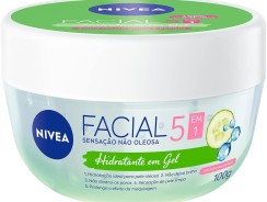 NIVEA Hidratante Facial em Gel 100g – Sua fórmula especial deixa a pele sequinha e bem cuidada por 24h, não obstrui os poros e controla a oleosidade, com ácido hialurônico e pepino