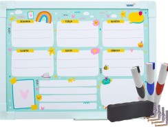 Kit Quadro Planner Soft Colors Abelhinha Moldura MDF Revestido na cor Verde STALO, 40×30