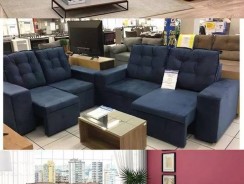 móveis e decoração Sofá Retrátil 2 e 3 Lugares Suede Phormatta Texas – Somopar