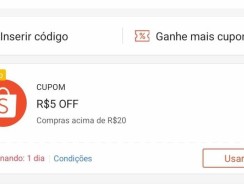 Shopee: Cupom de R$ 5 em Compras a partir de R$ 20 – Digitável