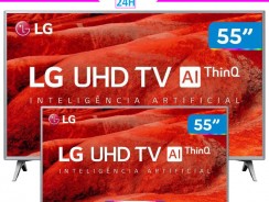 Smart TV LED 55″ UHD 4K LG 55UM7520PSB com ThinQ AI Inteligência Artificial, IPS, Quad Core, HDR Ativo, DTS Virtual X, WebOS 4.5, Bluetooth e HDMI