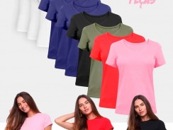 Kit Camisetas Volare Básicas Lisas Com 10 Peças Femininas