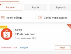 Shopee: Cupom de 5 em compras a partir de 15 –  Digitável