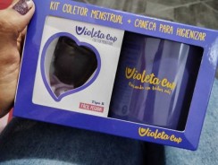 Violeta Cup Kit Coletor Menstrual + Caneca Higienizadora Tipo B Cor Azul