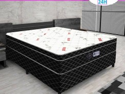 Cama Box Casal (Box + Colchão) Plumatex Mola – 49cm de Altura Nero