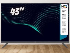 Smart TV LED 43″ HQ Conversor Digital Externo 3 HDMI 2 USB WI-FI Android 11 Design Slim, PRETO