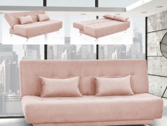 Sofá Cama Reclinável 3 Lugares em Suede Stella Matrix Rosa