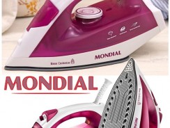 Ferro de Passar a Vapor e a Seco Mondial NF-33 – Branco e Pink