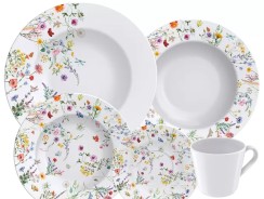 Aparelho de Jantar e Chá 20 Peças Tramontina de Porcelana Branco Redondo Ana Cecília