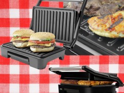 Grill Asteria Compact Mallory Grill multifunção, Luzes indicadoras de funcionamento, Alça com toque-frio e Trava de segurança