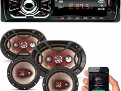 Kit Som Carro Rádio Mp3 Bluetooth Usb + Auto Falante 6 + 6×9 – BRAVOX