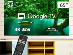 Smart TV Philips LED 4K UHD 65″, Google TV, Wi-Fi, 3 HDMI, 2 USB, 60Hz – 65PUG7408/78–