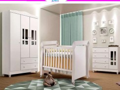 Quarto de Bebê Ariel II Berço Guarda-Roupa Cômoda Branco Infantil – Modern