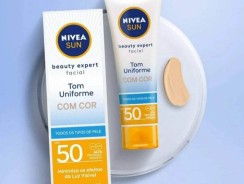 NIVEA SUN Protetor Solar Facial Beauty Expert Com Cor FPS 50 50g – Alta proteção UVA/UVB, cor que se adapta aos tons de pele, minimiza os efeitos da luz visível