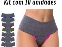 Kit 10 Calcinhas Fitness Cintura Alta Forro 100% Algodão