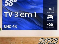 Smart TV Samsung 58″ UHD 4K 58CU7700 2023, Processador Crystal 4K, Gaming Hub Tela sem Limites