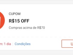 Cupom Shopee R$ 15 em Compras a partir R$ 70 -.