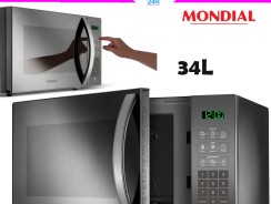 Micro-ondas 34 litros 1400W espelhado 10 níveis de potência- MO-02-34-E – Mondial 110v