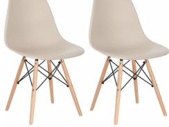 Kit 2 Cadeiras Charles Eames Cozinha Wood Eiffel Dsw Av Estrutura da cadeira Nude