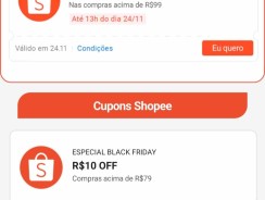 Cupons Black Friday Liberado na Shopee